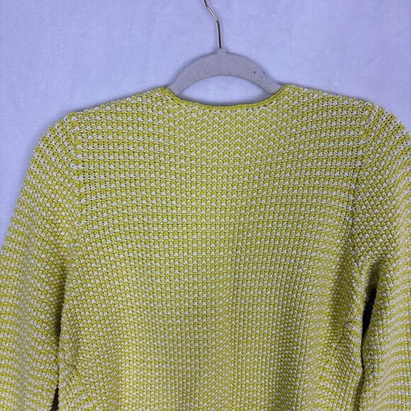 Boden Yellow & White Striped Knit 100% Cotton Open Blazer Jacket Size US 10 - Picture 9 of 12